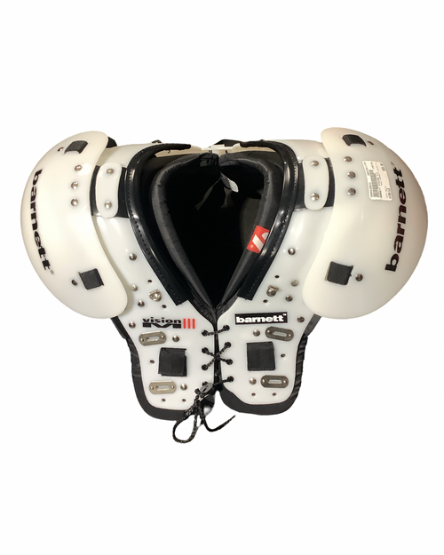 Vist Large View of Product Image Which is Used BARNETT VISION III FB Shoulder Pads White LG