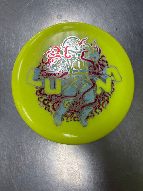 Vist Large View of Product Image Which is Used Discraft LEDGESTONE LUNA Disc Golf Putter Yellow