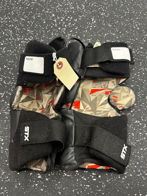 Vist Large View of Product Image Which is Used STX STALLION 200 Lacrosse Arm Pads/Guards Black LG