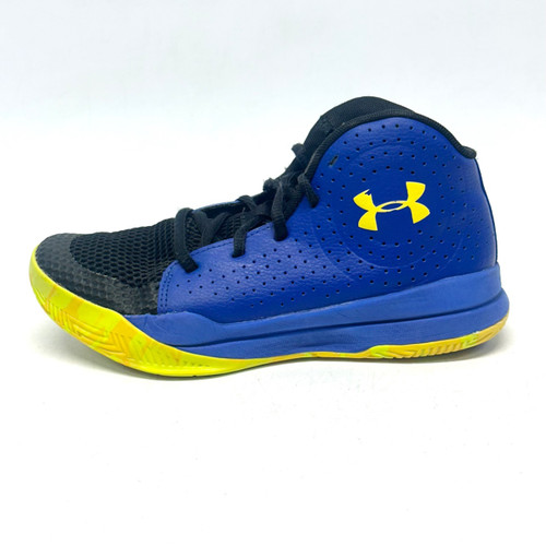 Vist Large View of Product Image Which is Used Under Armour JET 19 Basketball Shoes Y Black/Yellow/Royal Junior 03.5
