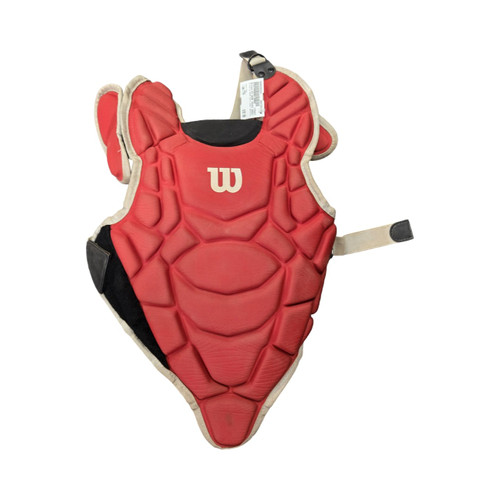 Vist Large View of Product Image Which is Used Wilson EZ GEAR YOUTH CHEST PROTECTOR Catchers Chest Protector Red Youth