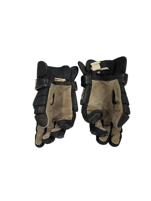 Vist Large View of Product Image Which is Used Warrior BURN NEXT Lacrosse Gloves Junior Black 7"