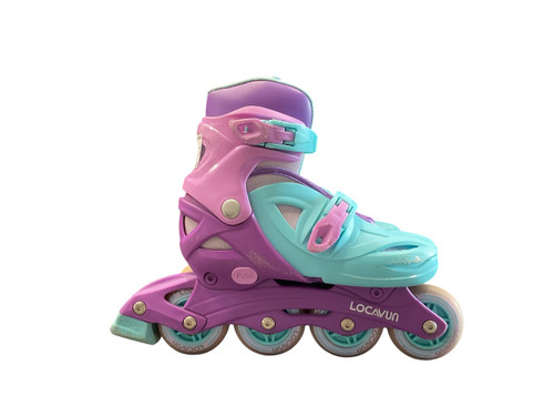 Vist Large View of Product Image Which is Used LOCAVUN INLINE ADJ Y13-3 Junior Rec Fitness Skates Purple Adjustable