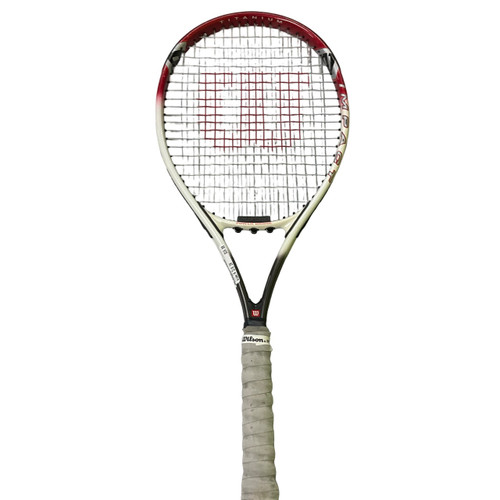 Vist Large View of Product Image Which is Used Wilson IMPACT Adult Tennis Racquet White 4 3/8"
