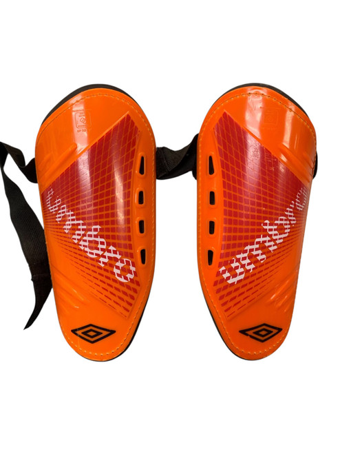 Vist Large View of Product Image Which is Used Umbro Soccer Shin Guards Adult Orange XL