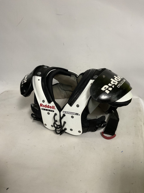 Vist Large View of Product Image Which is Used Riddell WARRIOR IIX FB Shoulder Pads White SM