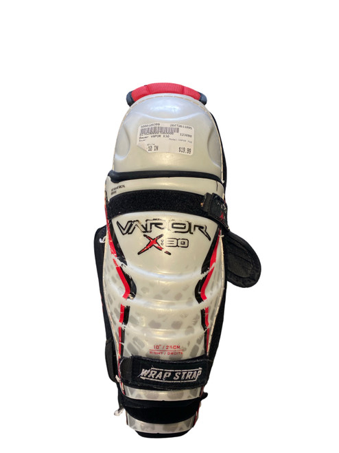 Vist Large View of Product Image Which is Used Bauer VAPOR X30 Junior Shin Guards White 10"