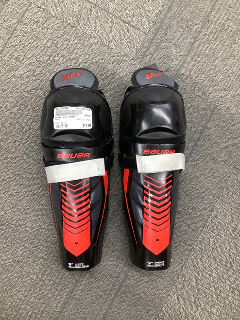 Vist Large View of Product Image Which is Used Bauer LIL SPORT Youth Shin Guards Black 9"