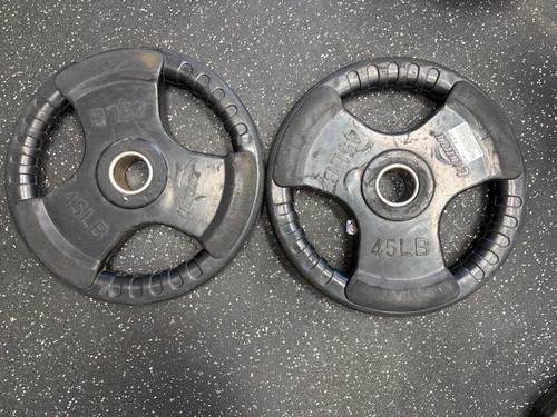 Vist Large View of Product Image Which is Used Lifeline 45LB LIFELINE RUBBER OLYMPIC PLATE PAIR Olympic Plate 45 lb