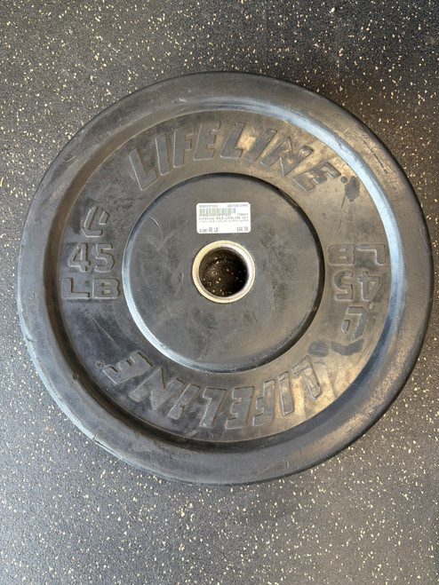 Vist Large View of Product Image Which is Used Lifeline 45LB LIFELINE OLYMPIC BUMPER PLATE Olympic Plate (Each) 45 lb