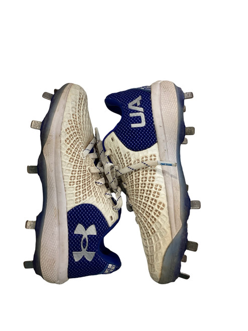 Vist Large View of Product Image Which is Used Under Armour BASEBALL CLEATS BLUE AND WHITE BB/SB Cleats Carolina Blue And White Junior 05.5