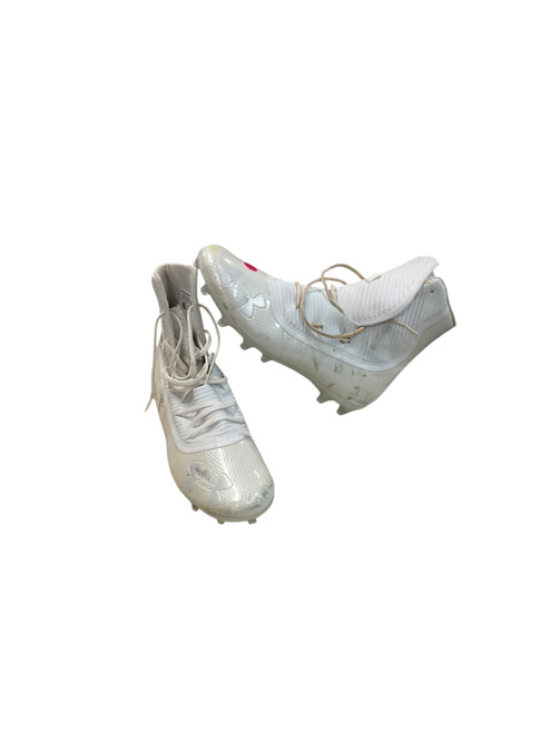 Vist Large View of Product Image Which is Used Under Armour Adult FB Cleats White Senior 13