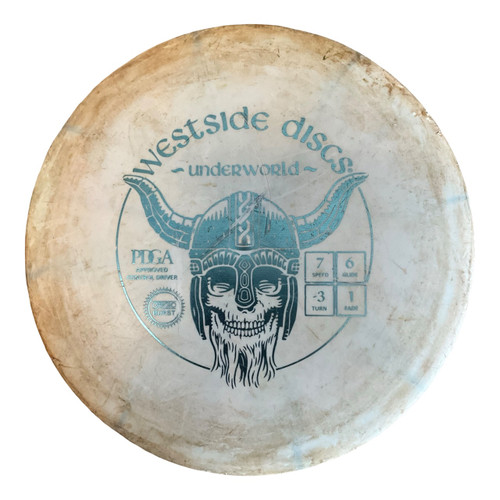 Vist Large View of Product Image Which is Used Westside ORGIO BURST UNDERWORLD Disc Golf Driver White