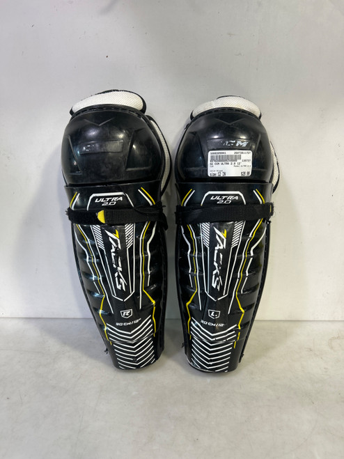 Vist Large View of Product Image Which is Used CCM ULTRA 2.0 Junior Shin Guards Black 12"