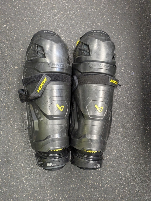Vist Large View of Product Image Which is Used Bauer MACH Senior Shin Guards Black 14"