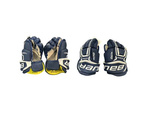 Vist Large View of Product Image Which is Used Bauer SUPREME S170 Youth Gloves Navy Blue 9"