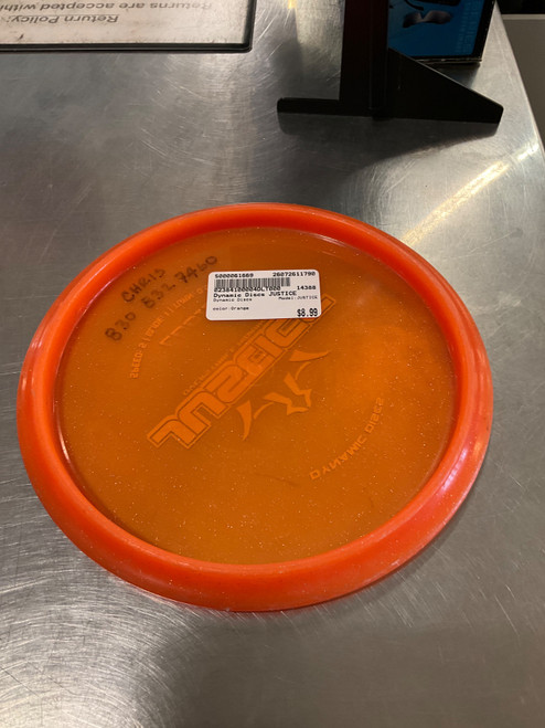 Vist Large View of Product Image Which is Used Dynamic Discs JUSTICE Disc Golf Mid Range Orange