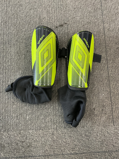 Vist Large View of Product Image Which is Used Umbro Soccer Shin Guards Junior Neon Green SM