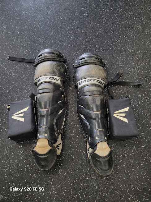 Vist Large View of Product Image Which is Used Easton GAMETIME Catchers Leg Guards Black Intermed