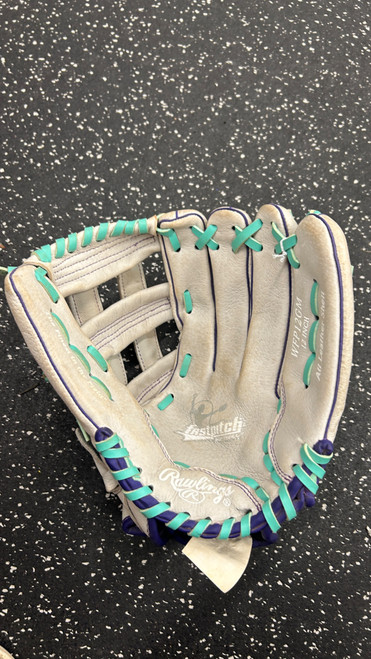 Vist Large View of Product Image Which is Used Rawlings WFP12GM RH Throw Fastpitch Gloves White 12"