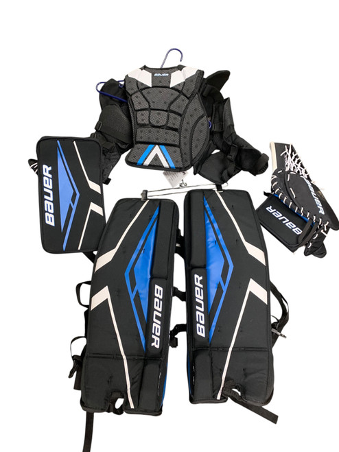 Vist Large View of Product Image Which is Used Bauer STREET Goalie Set leg pads catcher blocker chest protector