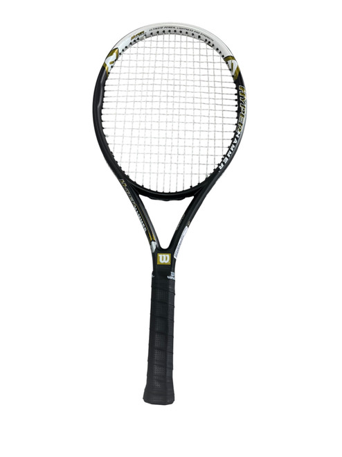 Vist Large View of Product Image Which is Used Wilson HYPER HAMMER Adult Tennis Racquet Black 4 1/2"
