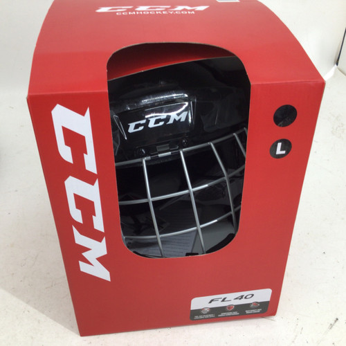 Vist Large View of Product Image Which is Used CCM FL40 LG HELMET W CAGE Helmet Cage Combo Black LG