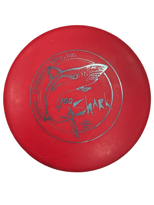 Vist Large View of Product Image Which is Used Innova DX SHARK PFN PAT 150 CLASSIC Disc Golf Mid Range Red 150g