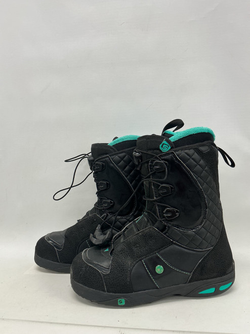 Vist Large View of Product Image Which is Used Salomon IVY Womens Snowboard Boots Black And Sky Blue Senior 8.5