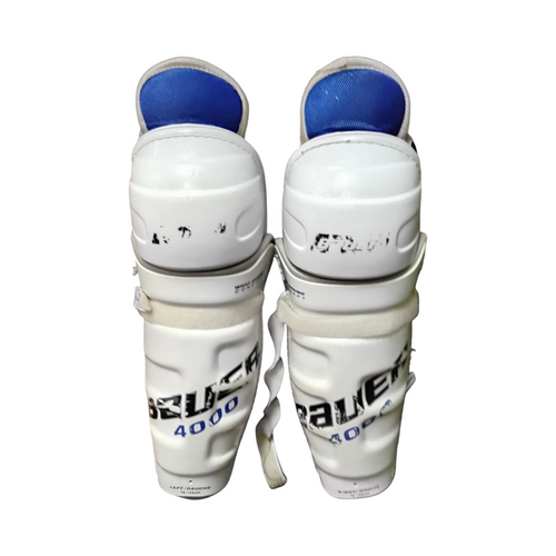 Vist Large View of Product Image Which is Used Bauer BAUER 4000 Senior Shin Guards White 14"