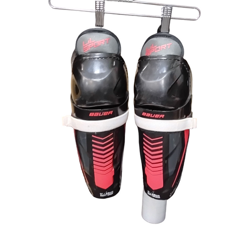 Vist Large View of Product Image Which is Used Bauer LIL SPORT Junior Shin Guards Black 11"