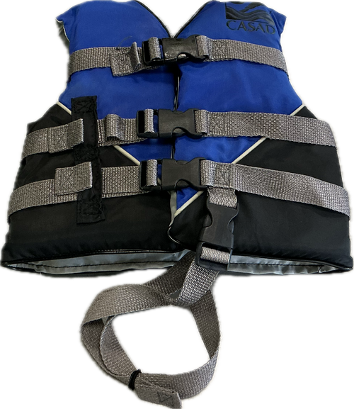 Vist Large View of Product Image Which is Used Child PFD Black And Royal Blue Child 30-50