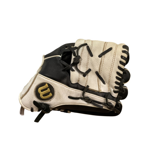 Vist Large View of Product Image Which is Used Wilson SIREN A05RF2212 BB/SB Glove RH Throw White And Black 12"