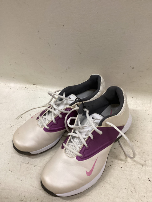 Vist Large View of Product Image Which is Used Nike LUNAR SADDLE Womens Golf Shoes White And Purple Senior 7.5