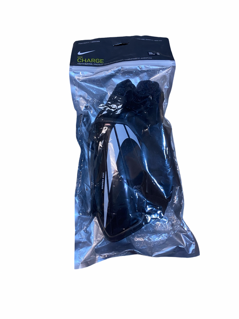 Vist Large View of Product Image Which is Used Nike CHARGE Soccer Shin Guards Youth Black MD