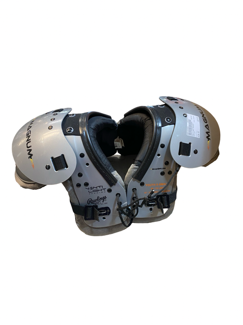 Vist Large View of Product Image Which is Used Rawlings MAGNUM FB Shoulder Pads Grey XS