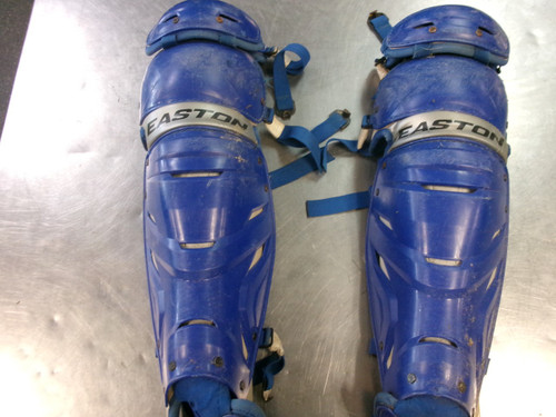 Vist Large View of Product Image Which is Used Easton ELITE X Catchers Leg Guards Royal Blue Adult