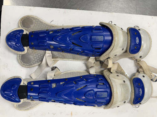 Vist Large View of Product Image Which is Used Rawlings SHINGUARDS Catchers Leg Guards Royal Blue Youth