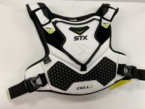 Vist Large View of Product Image Which is Used STX CELL V Lacrosse Shoulder Pads White XL