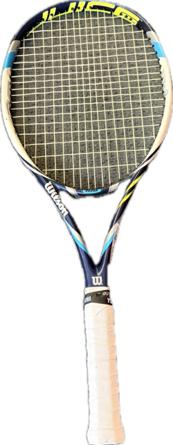 Vist Large View of Product Image Which is Used Wilson JUICE 108 Adult Tennis Racquet Navy Blue 4 1/4"
