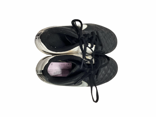 Vist Large View of Product Image Which is Used Nike TIEMPO Soccer Cleats Black And White Youth 11.5