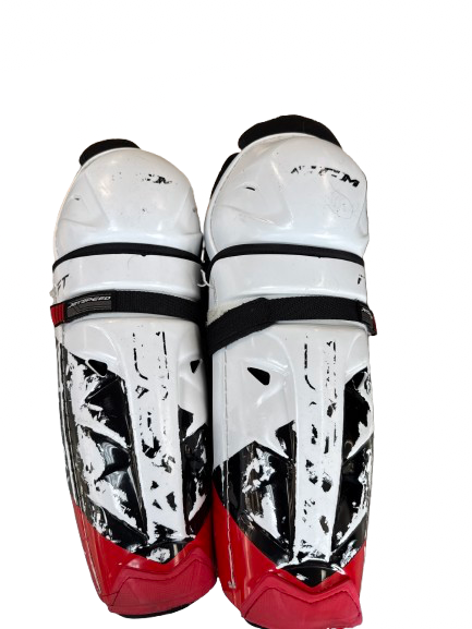 Vist Large View of Product Image Which is Used CCM JET SPEED FT485 Senior Shin Guards White 13"