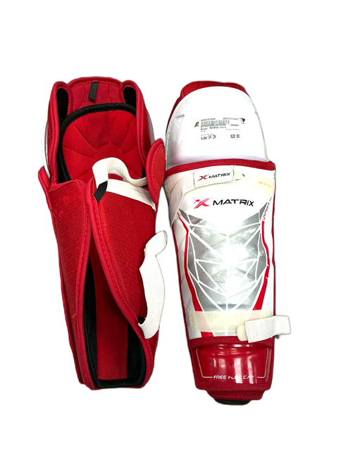 Vist Large View of Product Image Which is Used Bauer MATRIX Senior Shin Guards White 14"