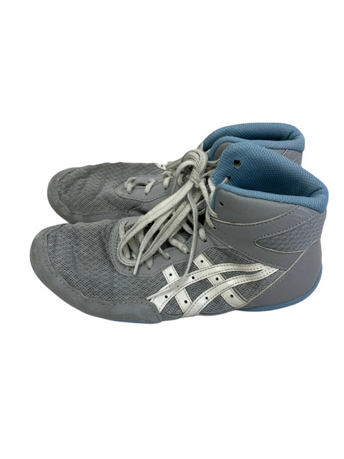 Vist Large View of Product Image Which is Used Asics Matflex Jr 5.5 Wrestling Shoes Grey 