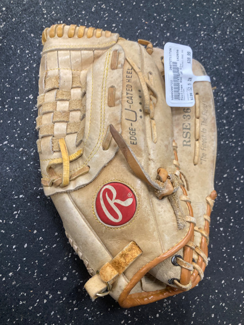 Vist Large View of Product Image Which is Used Rawlings RSE 36 BB/SB Glove RH Throw Tan 12 1/2"