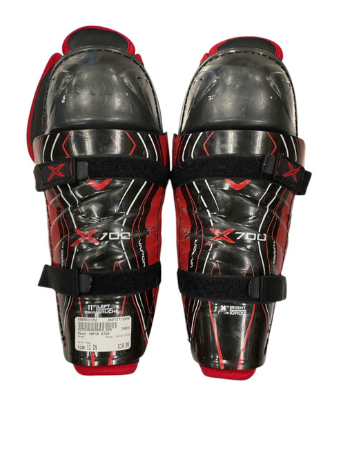 Vist Large View of Product Image Which is Used Bauer VAPOR X700 Intermediate Shin Guards Red 11"