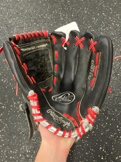 Vist Large View of Product Image Which is Used Rawlings PL11BGS BB/SB Glove RH Throw Black 11"