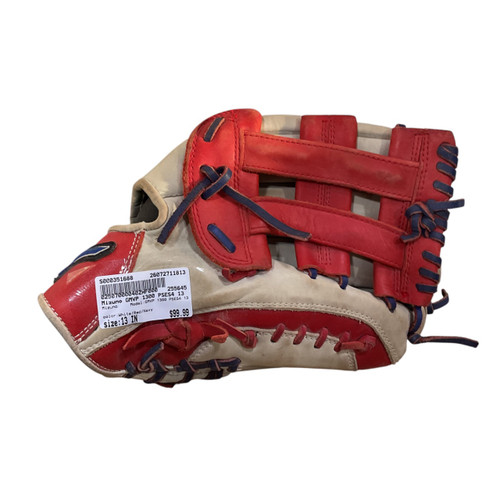 Vist Large View of Product Image Which is Used Mizuno GMVP 1300 PSES4 13 BB/SB Glove RH Throw White/Red/Navy 13"
