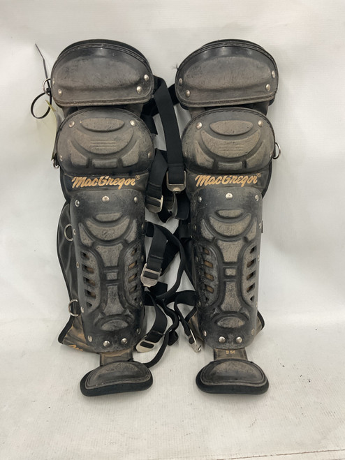 Vist Large View of Product Image Which is Used MacGregor SHINGUARDS Catchers Leg Guards Black Youth