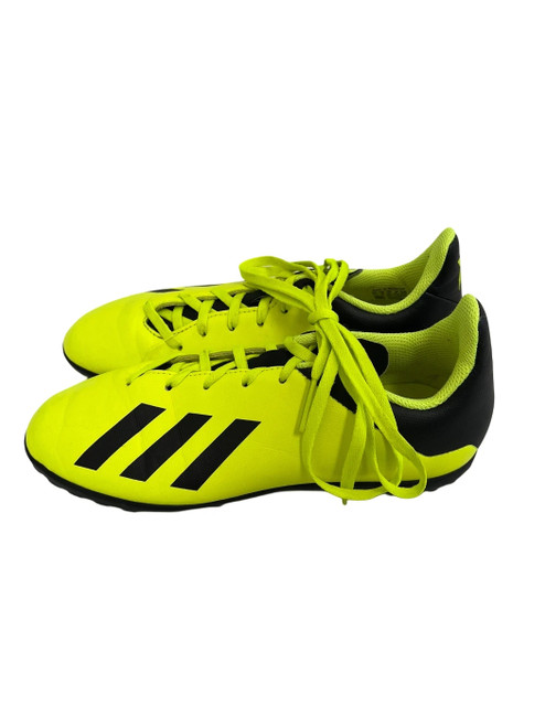 Vist Large View of Product Image Which is Used Adidas X Jr 4.5 Soccer Turf Shoes Black And Optic Yellow